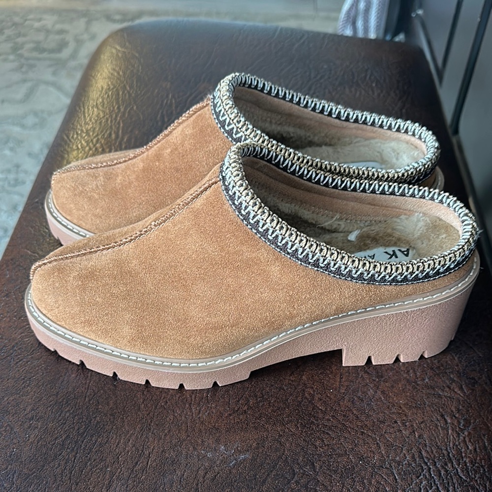 Anne Klein Tan Mules and Clogs with Suede Upper and Cozy Trim
